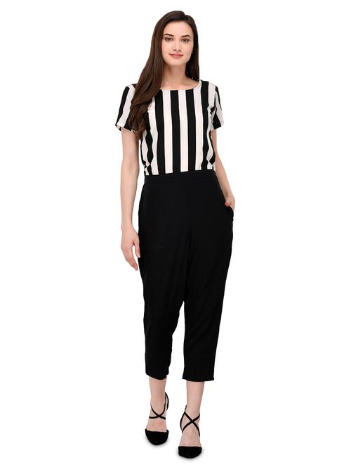 lace detail striped pocket detail jumpsuit - 16780547 - Very Small Image - 1