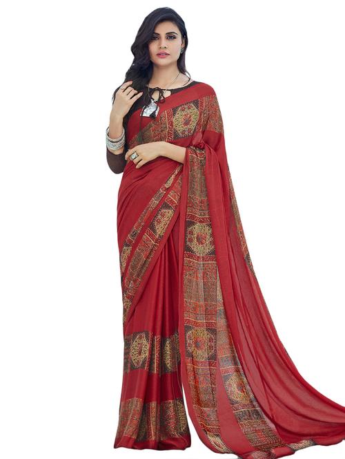 floral printed saree with blouse - 16780706 - Very Small Image - 1