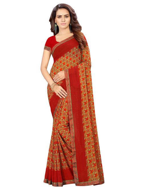 floral printed saree with blouse - 16780728 - Very Small Image - 1