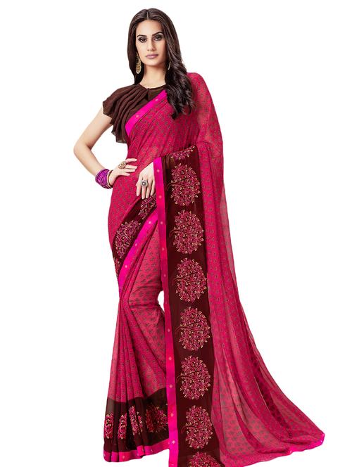 floral printed saree with blouse - 16780735 - Very Small Image - 1