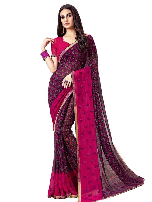 floral printed saree with blouse - 16780738 - Very Small Image - 1