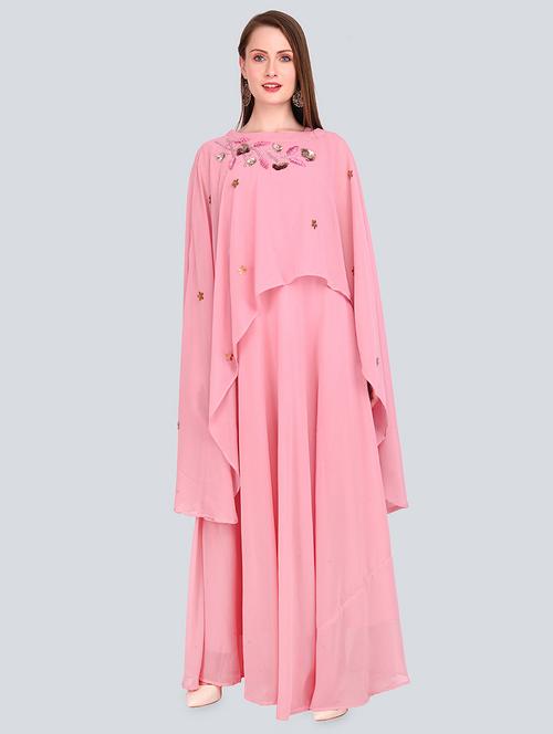 cape a-line ethnic dress - 16781248 - Very Small Image - 1