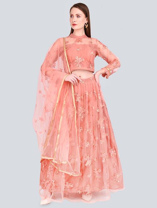 embroidered a-line lehenga - 16781252 - Very Small Image - 1