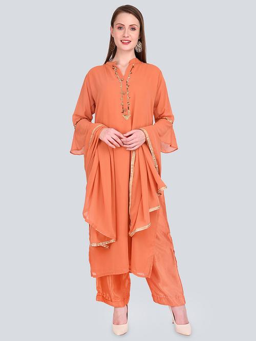 solid kurta palazzo set - 16781307 - Very Small Image - 1