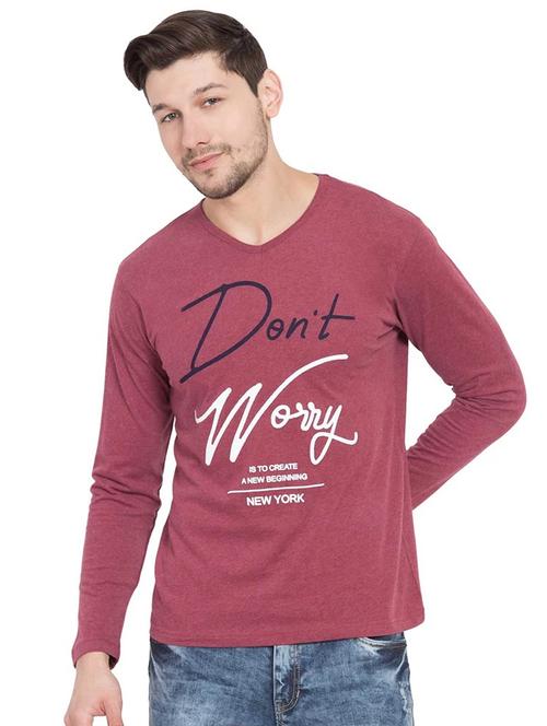 red typographic chest print t-shirt - 16781323 - Very Small Image - 1