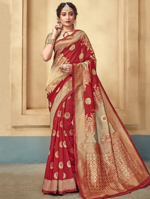 self design saree with blouse - 16781327 - Very Small Image - 1