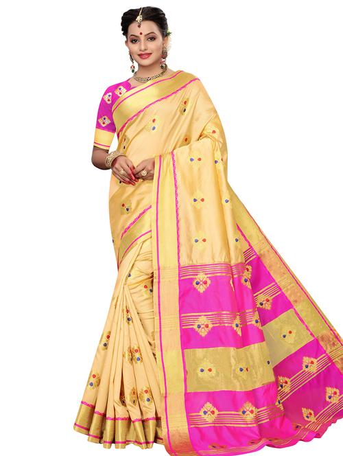 ethnic motif kanjivaram saree with blouse - 16782352 - Very Small Image - 1