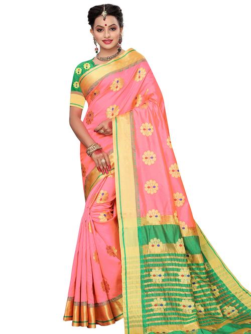 ethnic motif kanjivaram saree with blouse - 16782355 - Very Small Image - 1