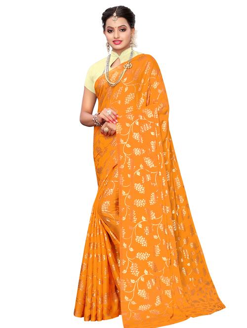 foil print saree with blouse - 16782414 - Very Small Image - 1