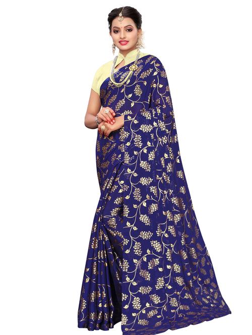 foil print saree with blouse - 16782415 - Very Small Image - 1