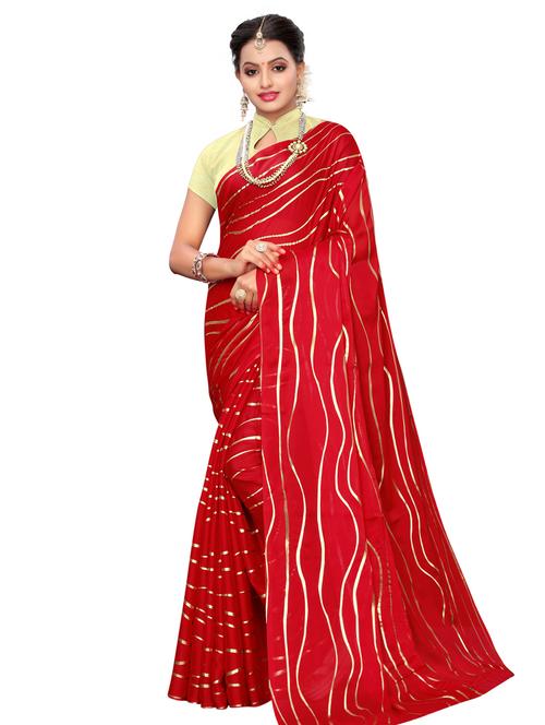 foil print saree with blouse - 16782416 - Very Small Image - 1