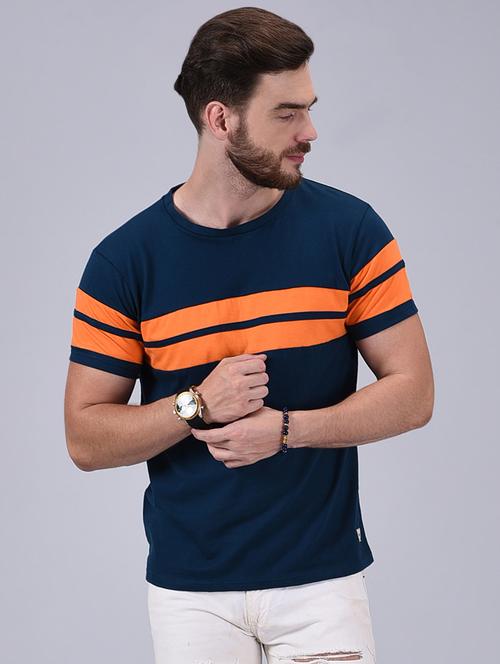blue striped cut & sew t-shirt - 16782977 - Very Small Image - 1