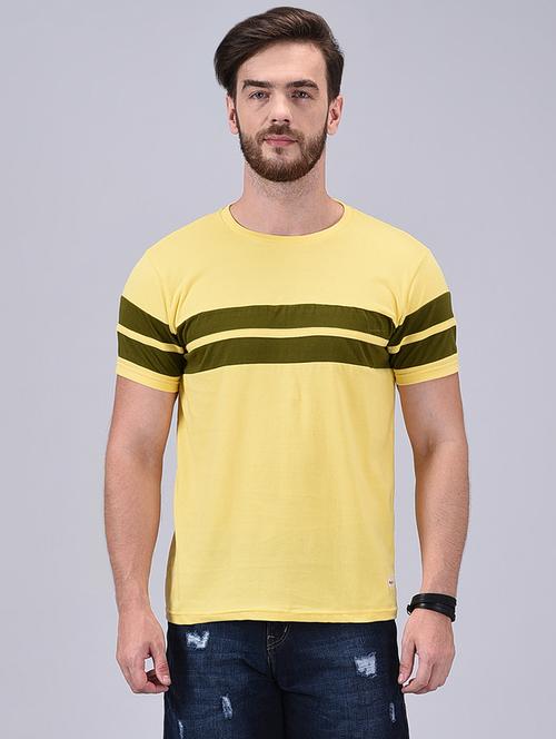 yellow striped cut & sew t-shirt - 16782978 - Very Small Image - 1