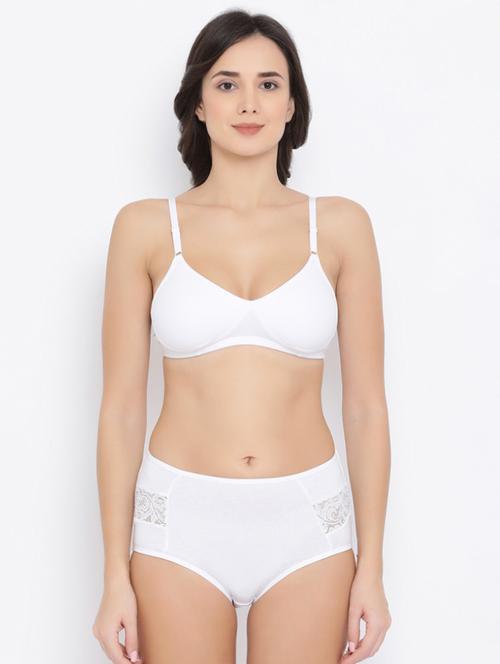 lace detail solid bra and panty set - 16783145 - Very Small Image - 1