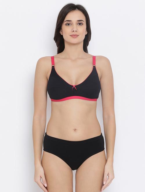 bow patch solid bra and panty set - 16783169 - Very Small Image - 1