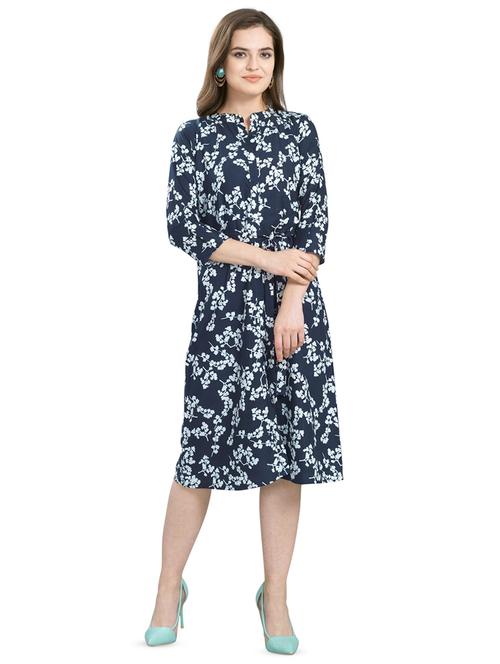 mandarin neck floral a-line dress - 16783432 - Very Small Image - 1