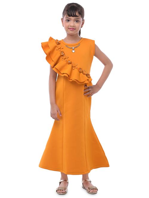 yellow satin party gown - 16783489 - Very Small Image - 1