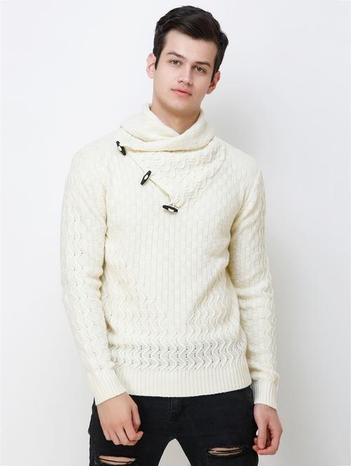 white self design woolen pullover - 16784951 - Very Small Image - 1