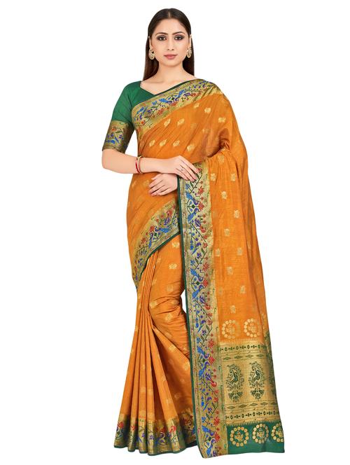 self design paithani saree with blouse - 16785292 - Very Small Image - 1
