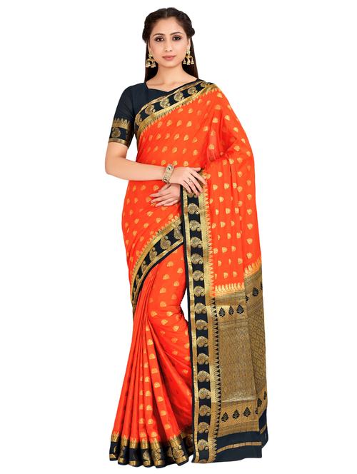 self design mysore silk saree with blouse - 16785305 - Very Small Image - 1