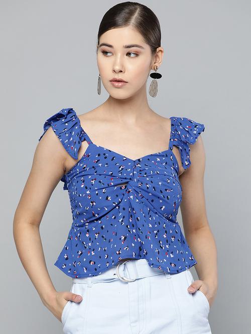 knot detail frill sleeved top - 16786312 - Very Small Image - 1