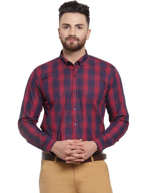 navy blue checkered formal shirt - 16787885 - Very Small Image - 1