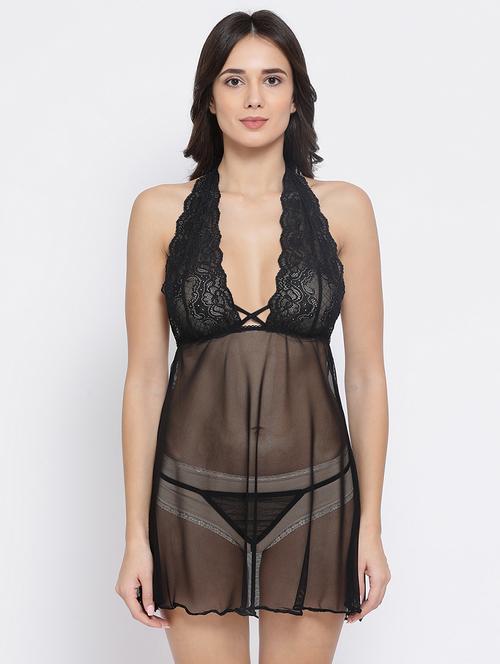 halter neck laced babydoll - 16788250 - Very Small Image - 1