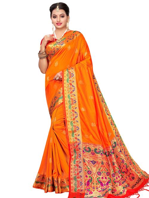 self design paithani saree with blouse - 16788335 - Very Small Image - 1