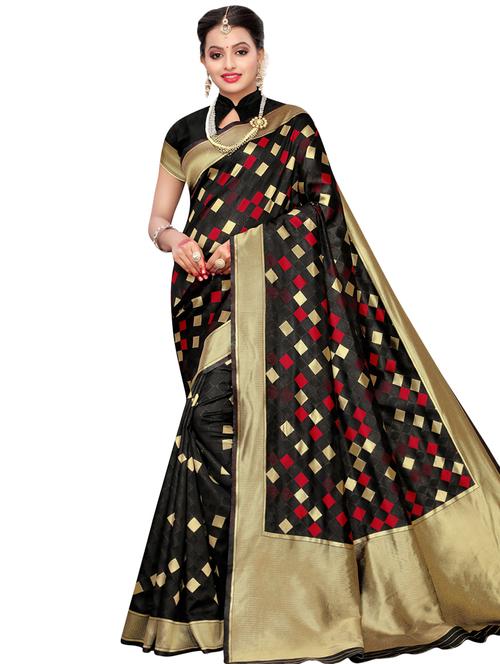 checkered woven saree with blouse - 16788343 - Very Small Image - 1