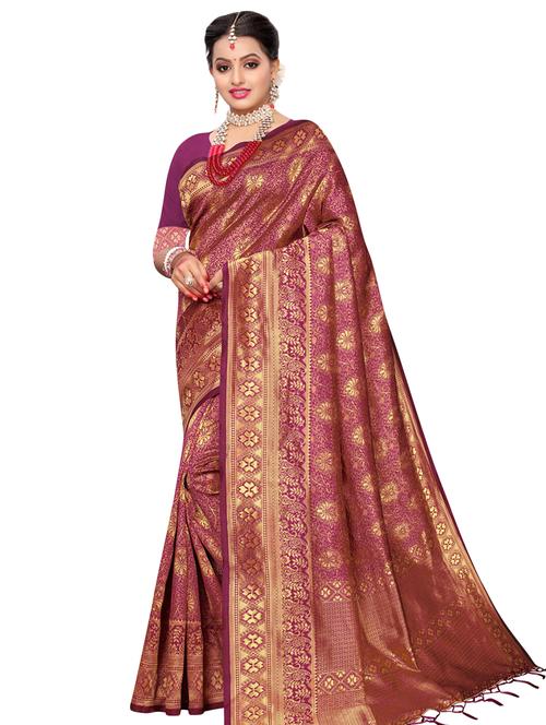 self design woven saree with blouse - 16788358 - Very Small Image - 1