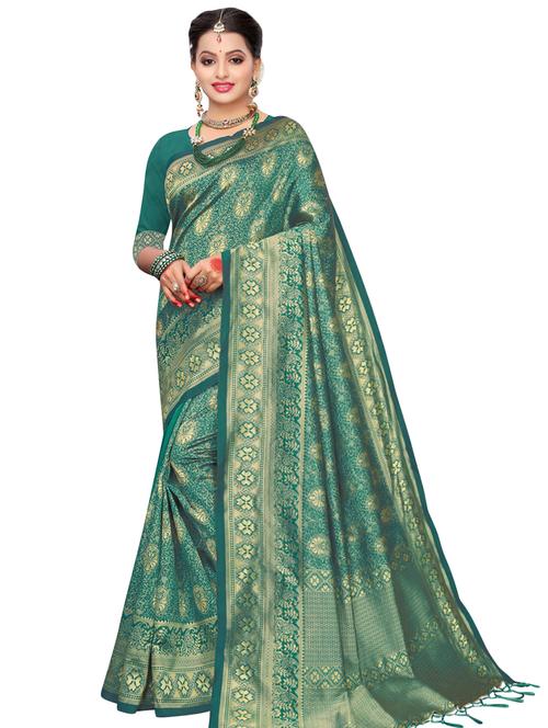 self design woven saree with blouse - 16788359 - Very Small Image - 1