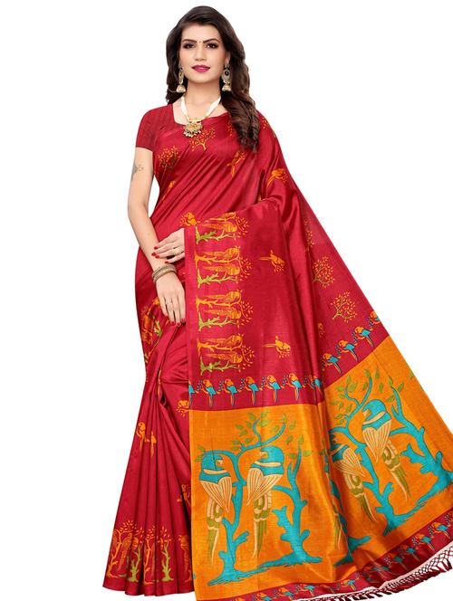 conversational printed saree with blouse - 16788384 - Very Small Image - 1