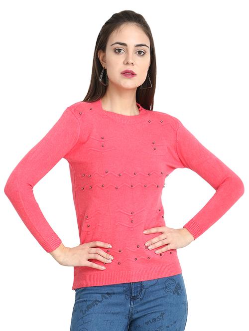 round neck pearl embellished pullover - 16788972 - Very Small Image - 1