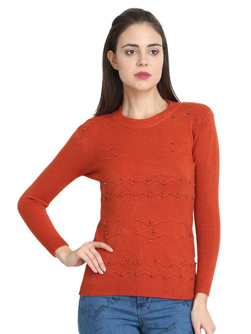 round neck pearl embellished pullover - 16788975 - Very Small Image - 1