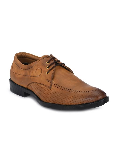 tan leatherette lace-up derbys - 16789808 - Very Small Image - 1