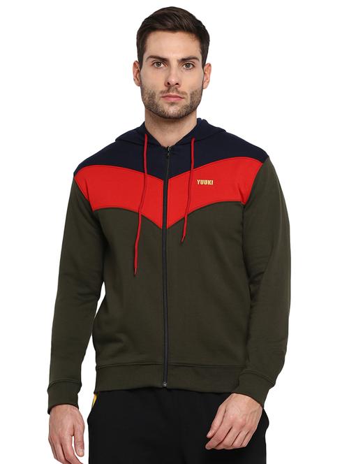olive green color block sweatshirt - 16790313 - Very Small Image - 1