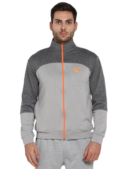 grey color block casual jacket - 16790315 - Very Small Image - 1