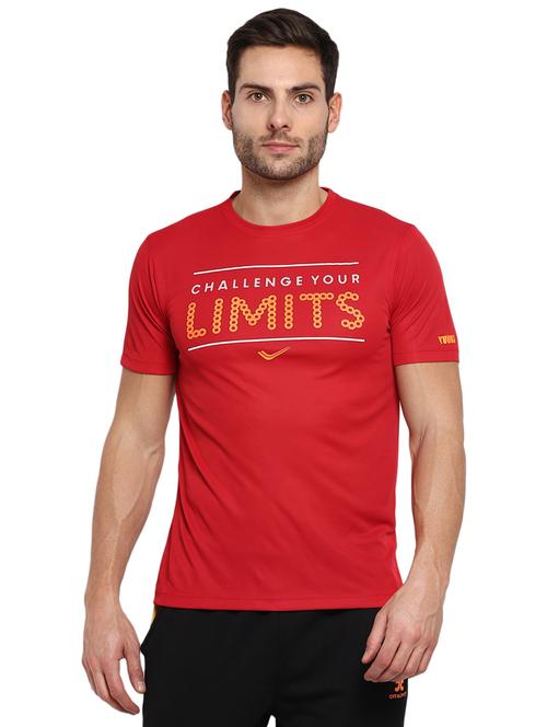 red typographic chest printed t-shirt - 16790320 - Very Small Image - 1