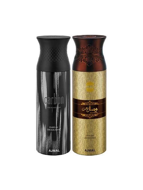 ajmal carbon homme & wisal dhahab deodorant spray - for men (200 ml, pack of 2) - 16791415 - Very Small Image - 1