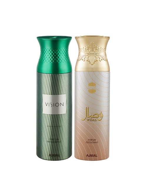 ajmal vision homme & wisal deodorant spray - for men & women (200 ml, pack of 2) - 16791439 - Very Small Image - 1