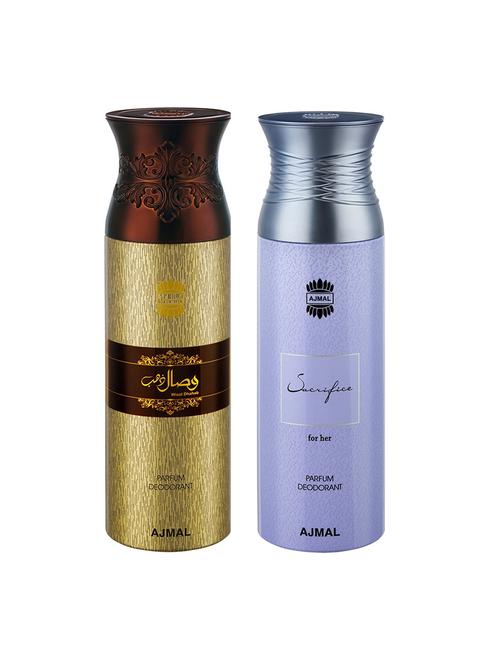 ajmal wisal dhahab & sacrifiseforher deodorant spray - for men & women (200 ml, pack of 2) - 16791445 - Very Small Image - 1