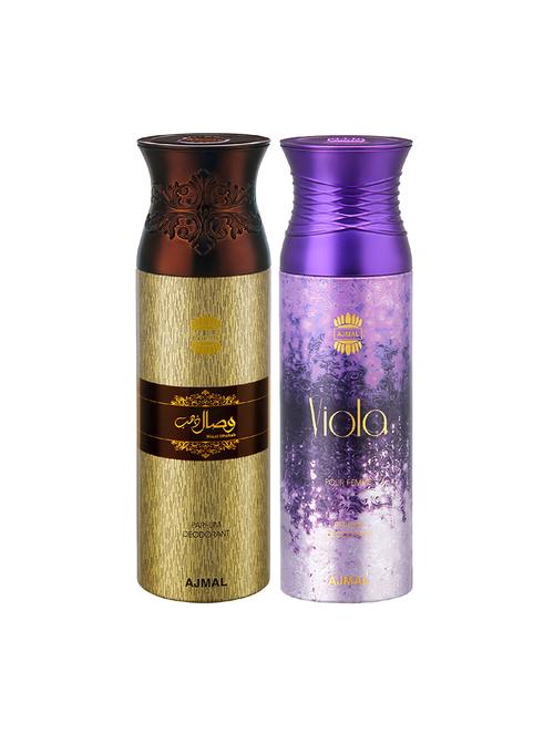 ajmal wisal dhahab & viola deodorant spray - for men & women (200 ml, pack of 2) - 16791447 - Very Small Image - 1