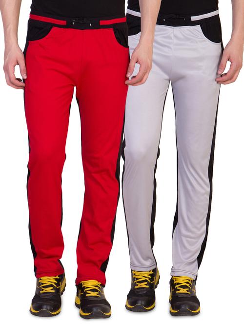 red and grey color block full length track pants (set of 2) - 16791708 - Very Small Image - 1