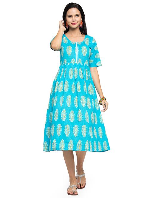 floral flared ethnic dress - 16792140 - Very Small Image - 1
