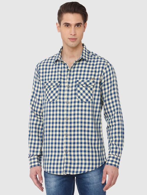blue checkered casual shirt - 16792229 - Very Small Image - 1