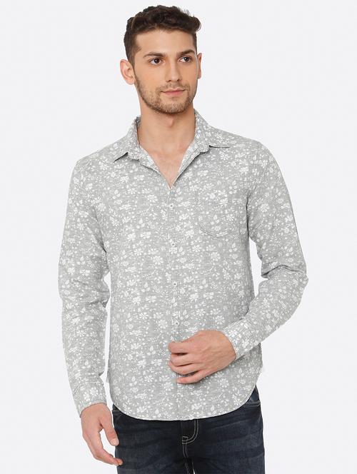 grey floral print casual shirt - 16792232 - Very Small Image - 1