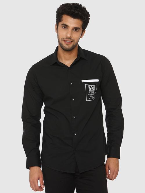 black chest printed casual shirt - 16792235 - Very Small Image - 1