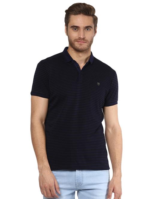 navy blue striped polo t-shirt - 16792306 - Very Small Image - 1