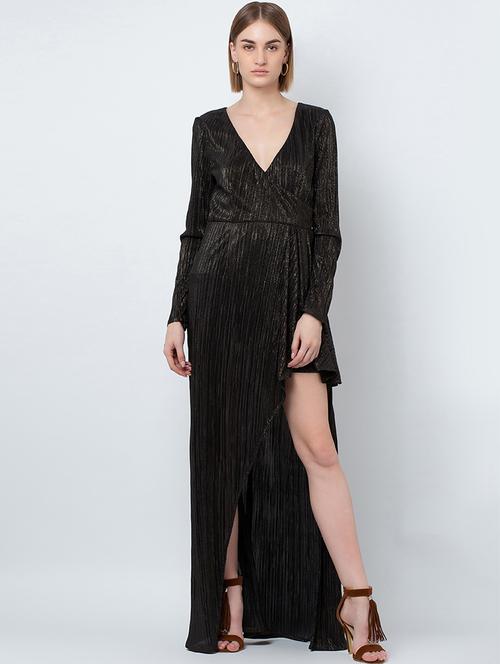 v-neck shimmer asymmetric dress - 16792328 - Very Small Image - 1