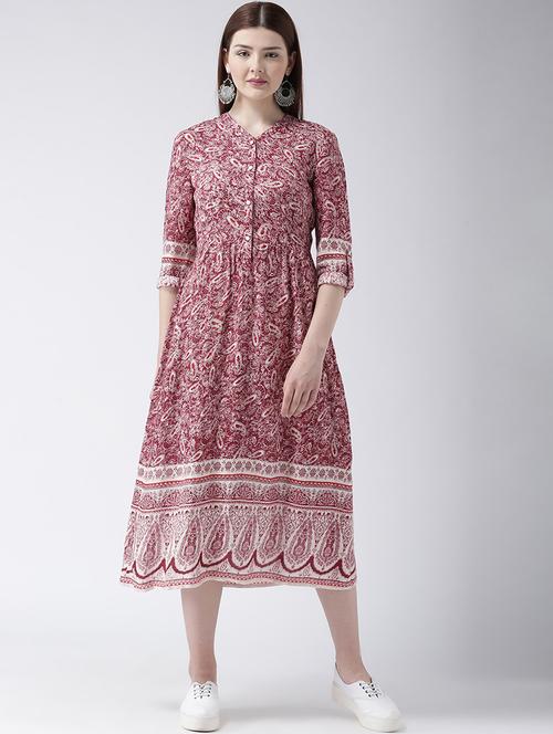 v-neck paisley a-line dress - 16792365 - Very Small Image - 1